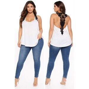 Zanzea Lace Contrast Racerback Tank Top Size XXL NWT